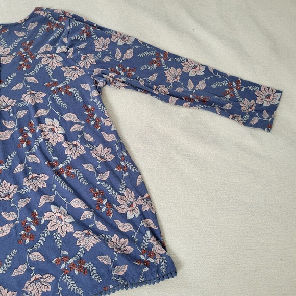 J Jill Top Tunic Women’s Floral Patchwork Print Tank Pink Blue Size L Cottage - Picture 13 of 16